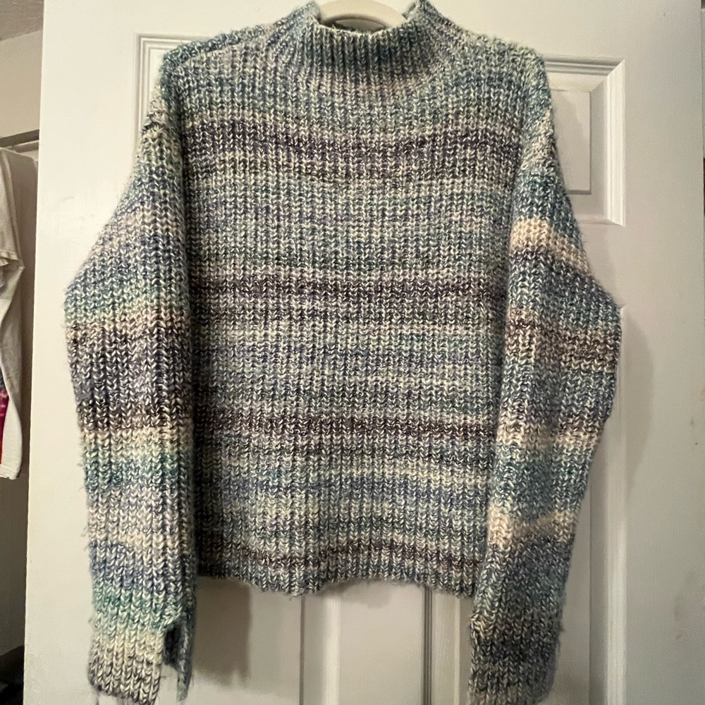 Marled Ribbed Mock Neck Sweater